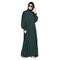 Premium Firdaus Loose Fit abaya with Ruffled Sleeves - Bottle Green Premium Firdaus Loose Fit abaya with Ruffled Sleeves - Bottle Green